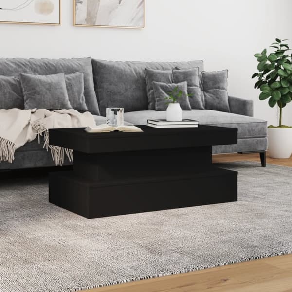 vidaXL sofabord med LED-lys 90x50x40 cm sort