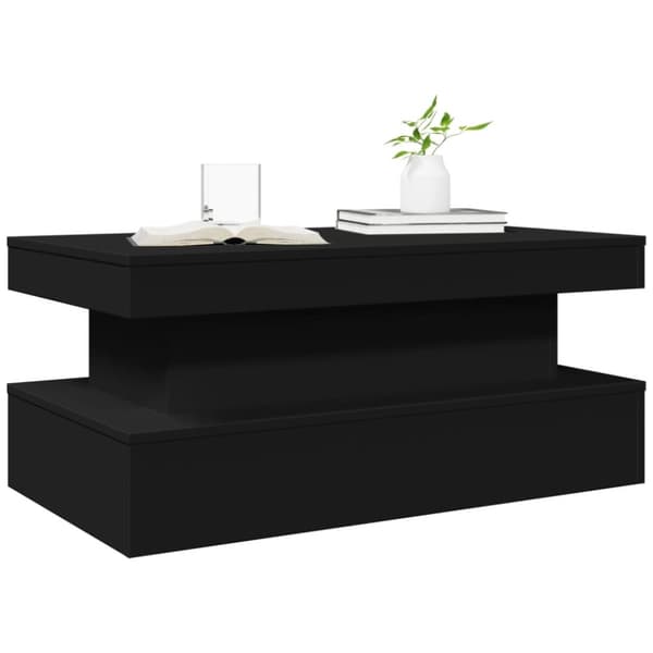 vidaXL sofabord med LED-lys 90x50x40 cm sort