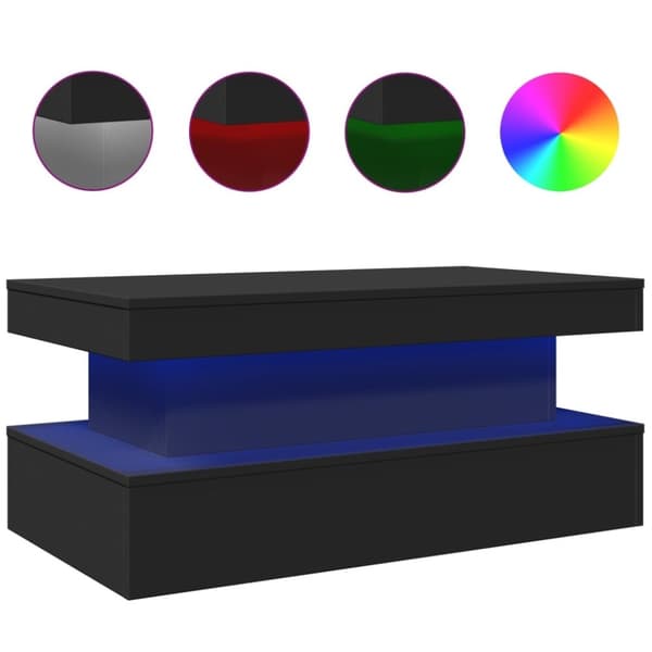 vidaXL sofabord med LED-lys 90x50x40 cm sort