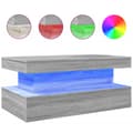Miniatyrbillede 1 af 11: vidaXL sofabord med LED-lys 90x50x40 cm grå sonoma-eg