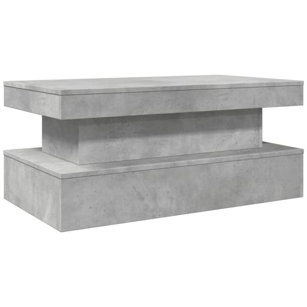 vidaXL Sohvapöytä LED-valoilla betoninharmaa 90x50x40 cm