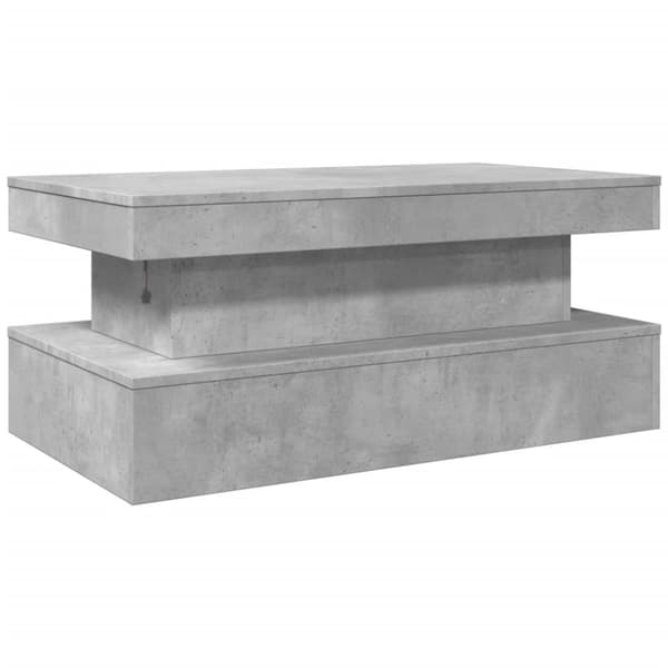 vidaXL Sohvapöytä LED-valoilla betoninharmaa 90x50x40 cm