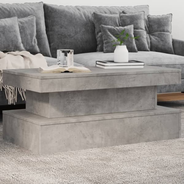 vidaXL Sohvapöytä LED-valoilla betoninharmaa 90x50x40 cm