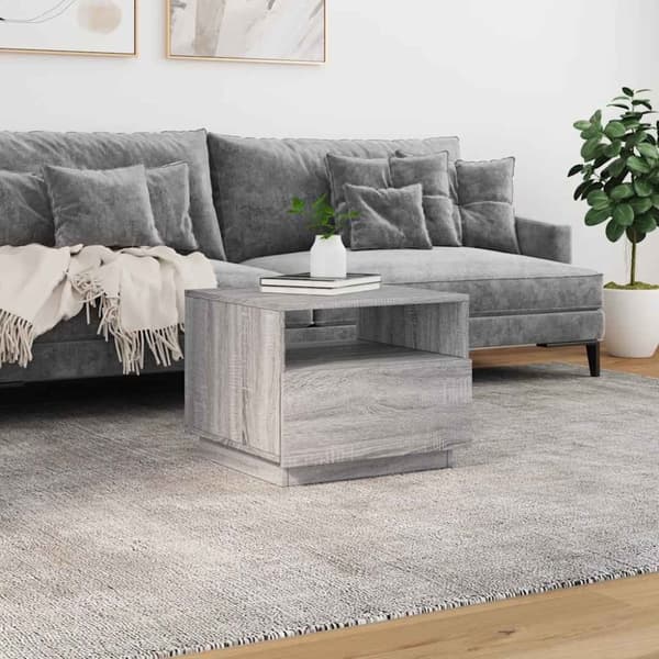 vidaXL sofabord med LED-lys 50x49x40 cm grå sonoma-eg