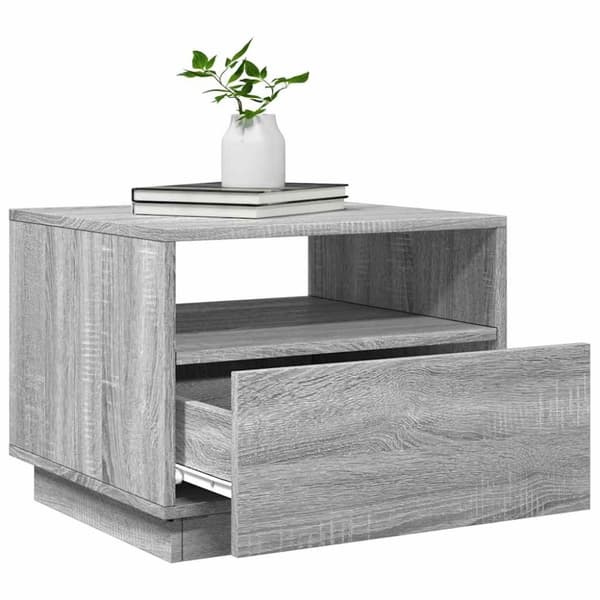 vidaXL sofabord med LED-lys 50x49x40 cm grå sonoma-eg