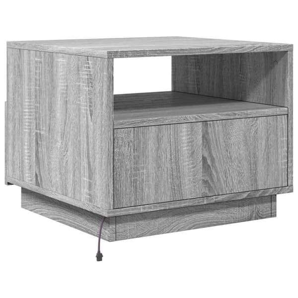 vidaXL sofabord med LED-lys 50x49x40 cm grå sonoma-eg