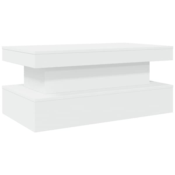 vidaXL sofabord med LED-lys 90x50x40 cm hvid