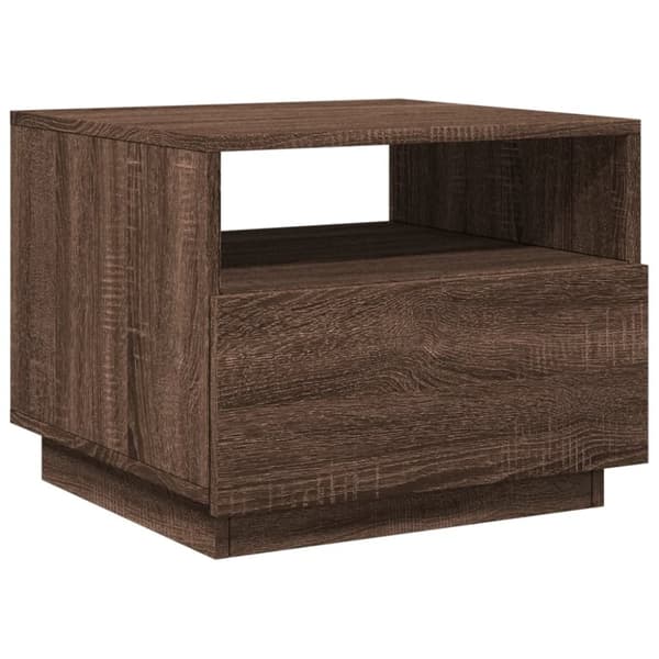 vidaXL Soffbord med LED brun ek 50x49x40 cm