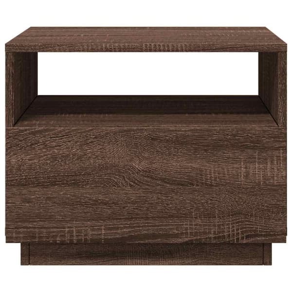 vidaXL Soffbord med LED brun ek 50x49x40 cm