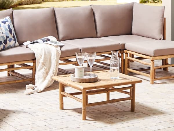 Soffbord Ljus Bambu 64 x 55 cm Rektangulärt Trädgårdsmöbler för Utomhusbruk Rustik design