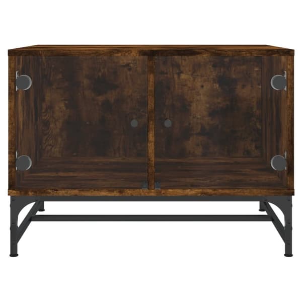 Soffbord med glasdörrar rökfärgad ek 68,5x50x50 cm