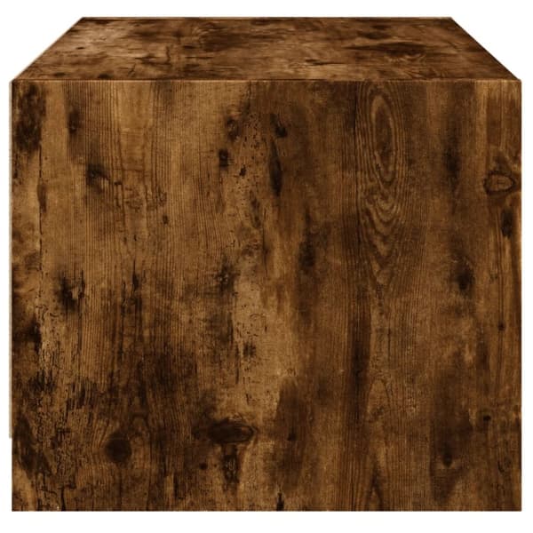 Soffbord med glasdörrar rökfärgad ek 68x50x42 cm