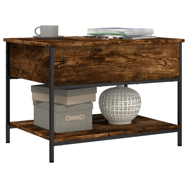 Soffbord rökfärgad ek 70x50x50 cm konstruerat trä och metall