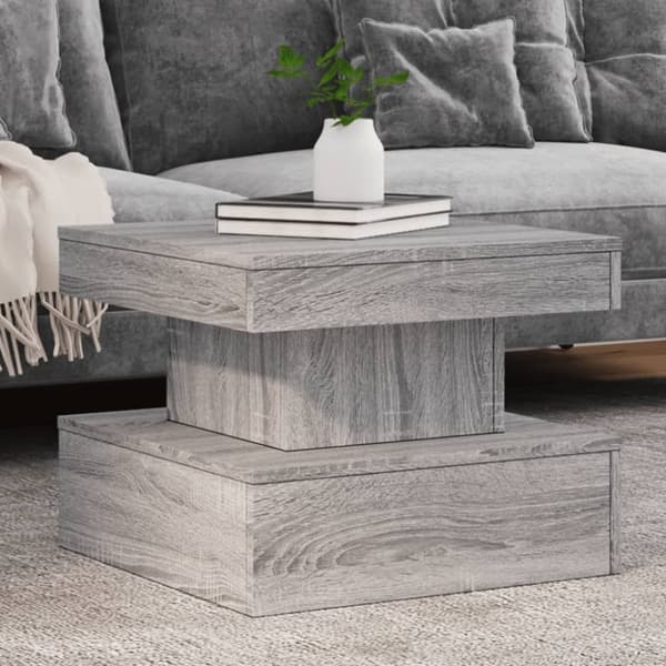 Sohvapöytä LED-valoilla harmaa Sonoma-tammi 50x50x40 cm