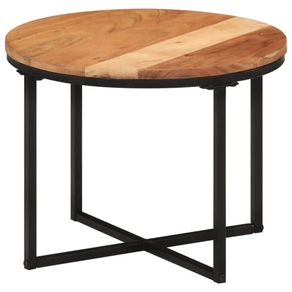 Soffbord 45x45x35 cm massivt akaciaträ och järn