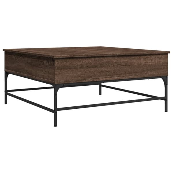 sofabord 95x95x45 cm konstrueret træ og metal brunt egetræ