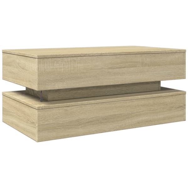 Sohvapöytä LED-valoilla Sonoma-tammi 90x50x40 cm