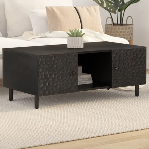 sofabord 100x54x40 cm massivt mangotræ sort