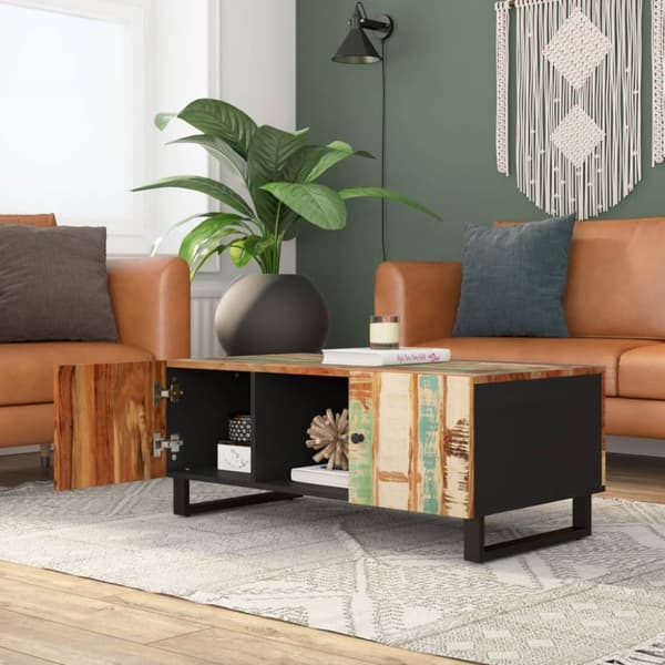 Soffbord 100x54x40 cm massivt återvunnet och konstruerat trä