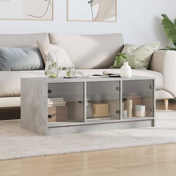 Sohvapöytä lasiovilla betoninharmaa 102x50x42 cm
