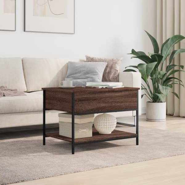 Soffbord brun ek 70x50x50 cm konstruerat trä och metall