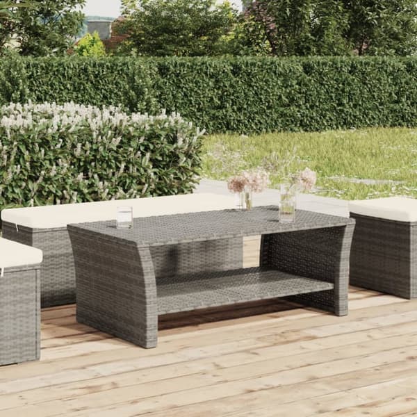 sofabord 100x50x40 cm polyrattan grå