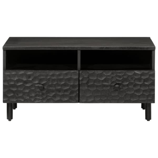 Sohvapöytä musta 80x54x40 cm täysi mangopuu