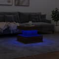 Miniatyrbillede 5 af 10: sofabord med LED-lys 50x50x40 cm brun egetræ