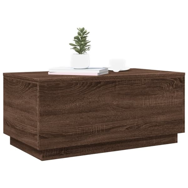 vidaXL Salongbord med LED-lys brun eik 90x50x40 cm