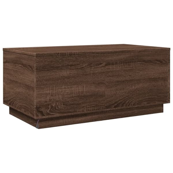 vidaXL Salongbord med LED-lys brun eik 90x50x40 cm