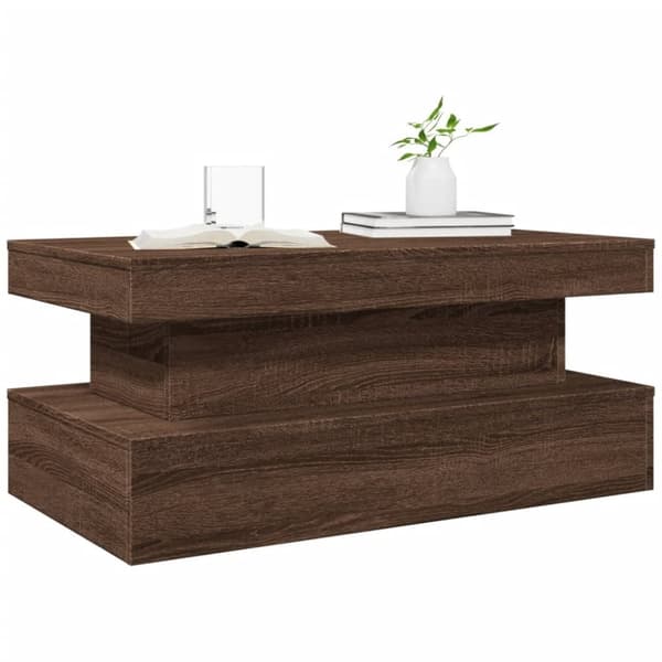 vidaXL Soffbord med LED brun ek 90x50x40 cm