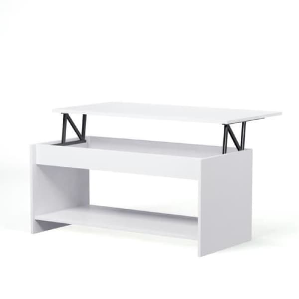 Uppfällbart soffbord - Modern stil matt vit - L 100 x D50 x H44cm - HAPPY