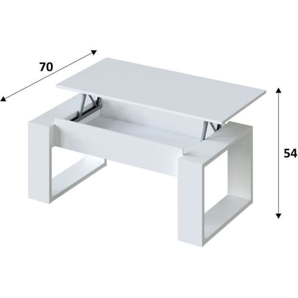 Lyftbart soffbord - Vit melamin - L 105 x D 55 x H 45 cm NOVA
