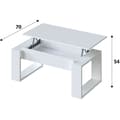 Miniatyrbild 4 av 6: Lyftbart soffbord - Vit melamin - L 105 x D 55 x H 45 cm NOVA