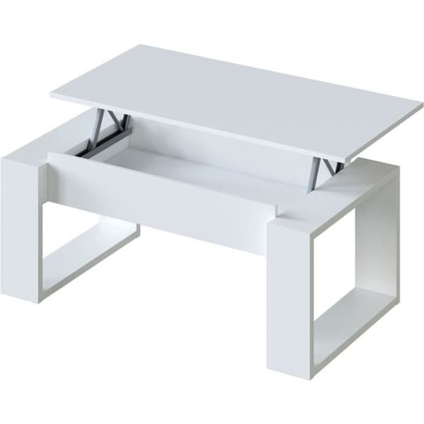 Lyftbart soffbord - Vit melamin - L 105 x D 55 x H 45 cm NOVA