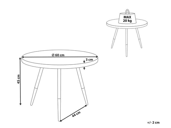 Sofabord Lyst Tre og Gullfarget MDF-plate Stativunderstell Stue Møbler Moderne Design
