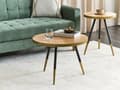 Miniatyrbilde 4 av 7: Sofabord Lyst Tre og Gullfarget MDF-plate Stativunderstell Stue Møbler Moderne Design