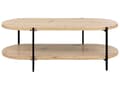 Miniatyrbillede 4 af 7: Sofabord lyst træ 120 x 50 cm oval MDF-plade jern metalben hylde klassisk moderne stil