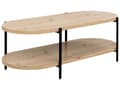 Miniatyrbillede 1 af 7: Sofabord lyst træ 120 x 50 cm oval MDF-plade jern metalben hylde klassisk moderne stil
