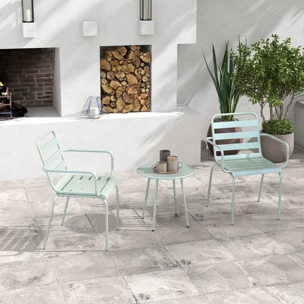 Rootz Havemøbelsæt - Balkon Bistrosæt - 2-delt - Sammenfoldelig - Moderne Design - Sofabord - Stål - Grøn - 51 x 58 x 78 cm