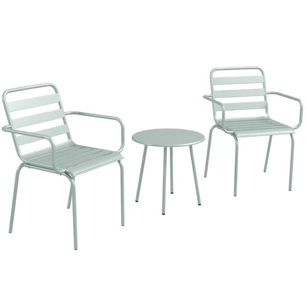 Rootz Havemøbelsæt - Balkon Bistrosæt - 2-delt - Sammenfoldelig - Moderne Design - Sofabord - Stål - Grøn - 51 x 58 x 78 cm