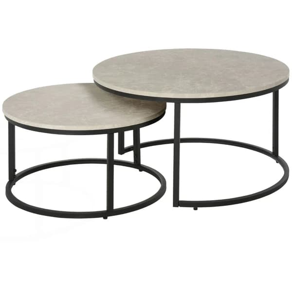 Rootz 2 -sohvapöydät - Sivupöydät - Teollinen muotoilu - Yöpöytä - MDF-metalli - Harmaa-musta - 78,5 cm X 78,5 cm X 46,5 cm