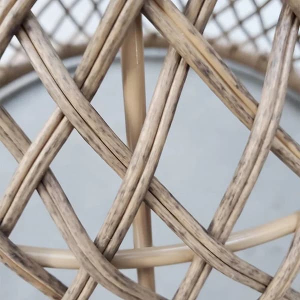 Rootz Sofabord - Sidebord - Havebord - Boho Design - Glasplade - PE Rattan - Naturlig - Lysebrun - 45 cm x 45 cm x 52 cm