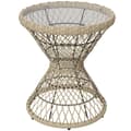 Miniatyrbillede 6 af 7: Rootz Sofabord - Sidebord - Havebord - Boho Design - Glasplade - PE Rattan - Naturlig - Lysebrun - 45 cm x 45 cm x 52 cm
