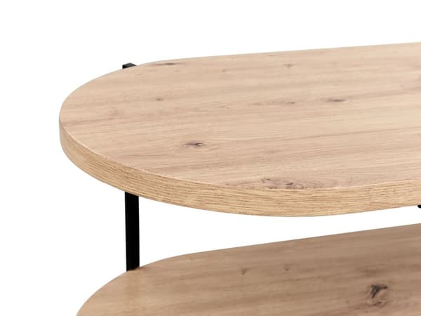 Soffbord Ljust Trä MDF Järn Metallben Ovalt Bord med Hylla 120 x 50 cm Klassisk Modern Design