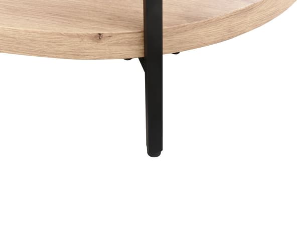 Soffbord Ljust Trä MDF Järn Metallben Ovalt Bord med Hylla 120 x 50 cm Klassisk Modern Design