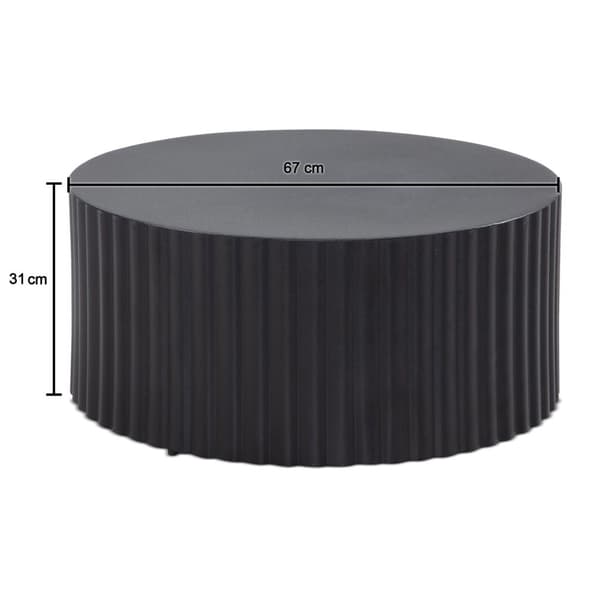 Rootz Modern Design Sofabord - Rundt bord - Elegant Lamellook - Håndlavet - Anti-Slip Nubs - Pulverlakeret jern - 67cm x 67cm x 31cm