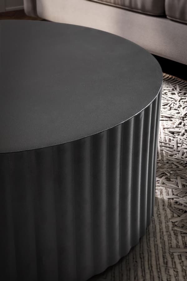 Rootz Modern Design Sofabord - Rundt bord - Elegant Lamellook - Håndlavet - Anti-Slip Nubs - Pulverlakeret jern - 67cm x 67cm x 31cm