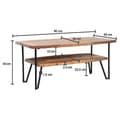 Pikkukuva 4 / 7: Rootz Modern Industrial -sohvapöytä - Suorakaiteen muotoinen pöytä - Säilytystila - Käsintehty - Sheesham Wood - 90cm x 50cm x 40cm