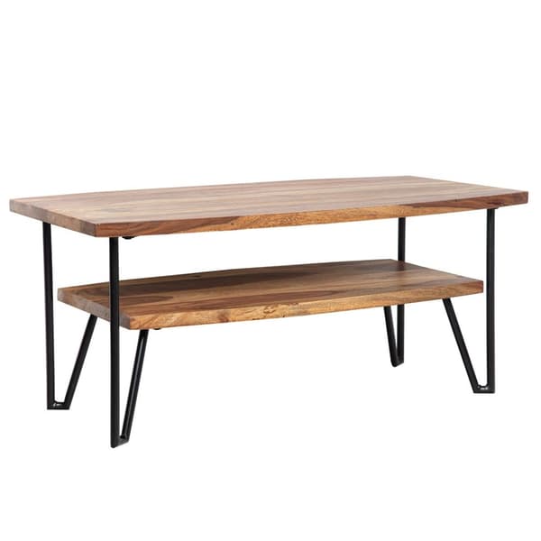 Rootz Modern Industrial -sohvapöytä - Suorakaiteen muotoinen pöytä - Säilytystila - Käsintehty - Sheesham Wood - 90cm x 50cm x 40cm